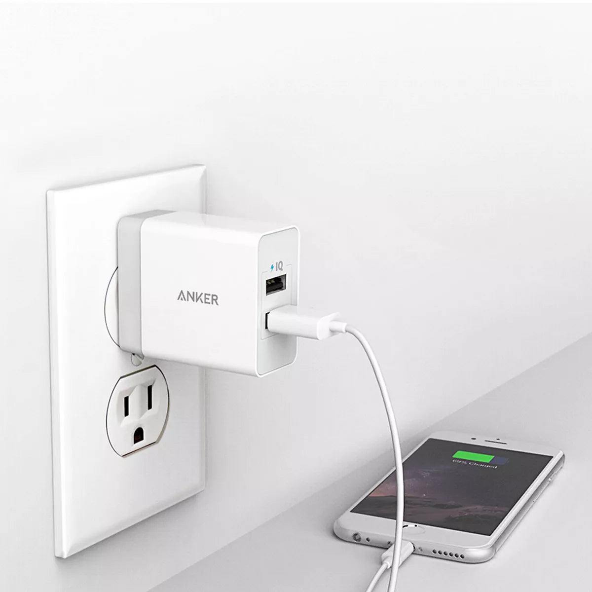 Anker 2-Port Powerport 24W Wall Charger - White
