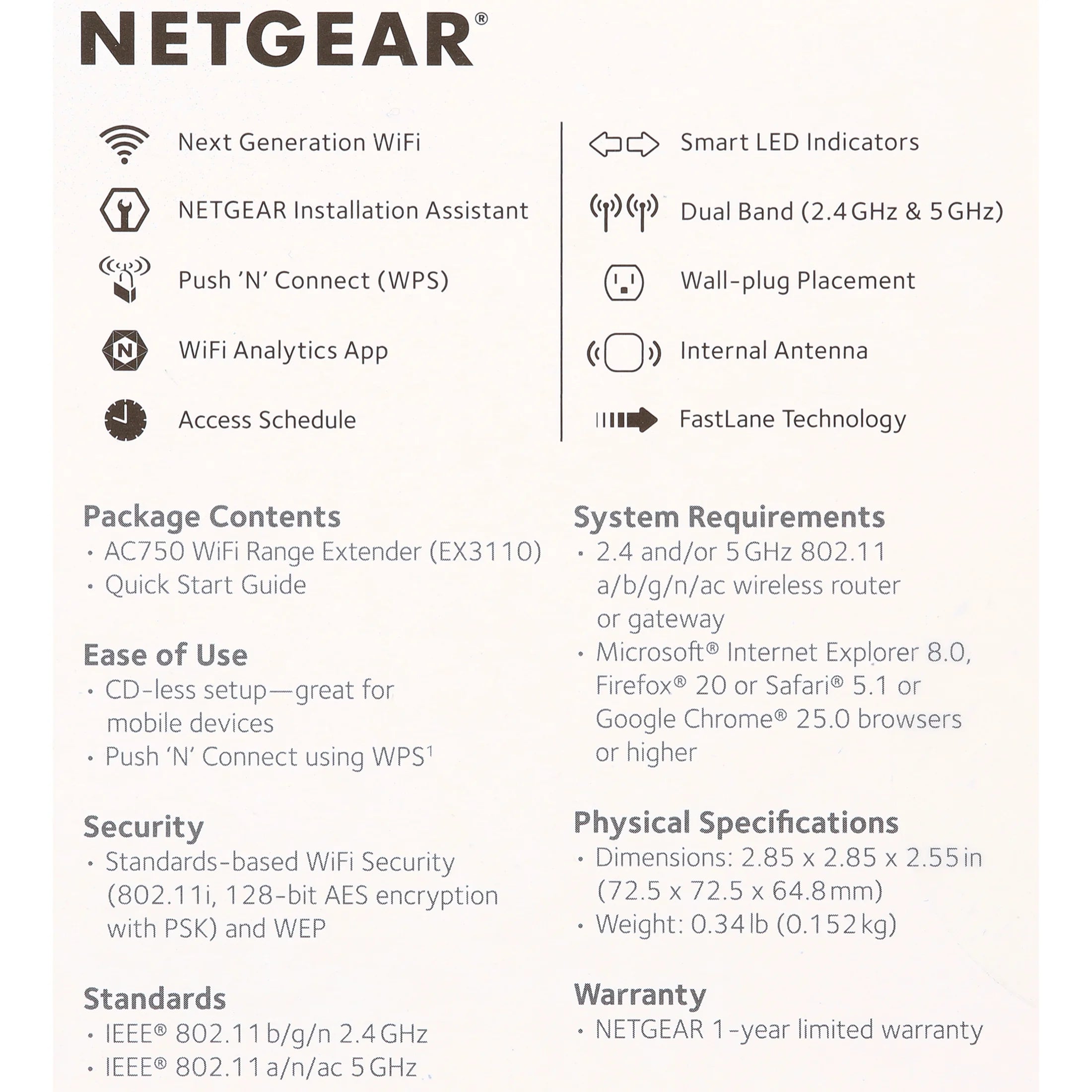 - AC750 Wifi Range Extender and Signal Booster, Wall-Plug, 750Mbps (EX3110)