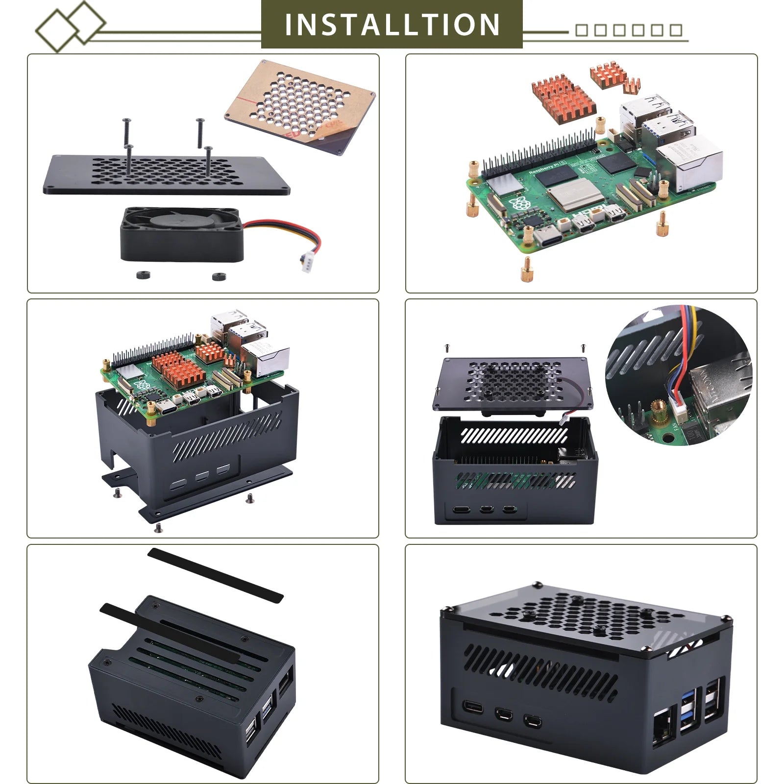 Aluminum Case for Raspberry Pi 5, with 4010 PWM Fan and Copper Heatsinks for Raspberry Pi 5