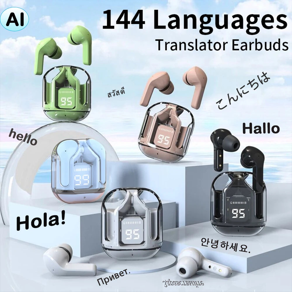 GREATWALL New AI Translation Earphones, In Ear Noise Reduction 5.3 High Definition Sound Quality Sports Fitness Wireless Earphon