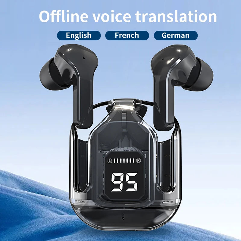 GREATWALL New AI Translation Earphones, In Ear Noise Reduction 5.3 High Definition Sound Quality Sports Fitness Wireless Earphon