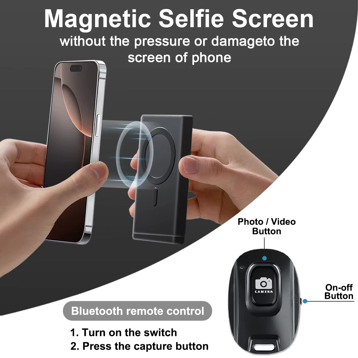 Wireless Selfie Monitor Screen,Magnetic 4K Selfie Monitor Screen with Vlog Live Stream /Selfies ,For Iphone/Android